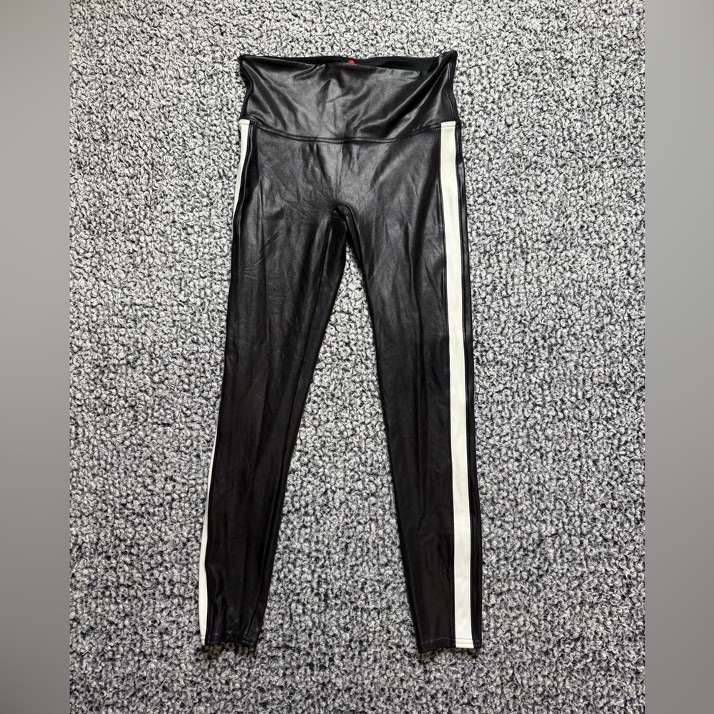 Spanx Faux Leather Striped Leggings